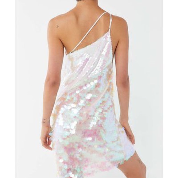 Urban Outfitters Dresses & Skirts - Urban Outfitters Women’s White Hologram Sequin One-Shoulder Mini Dress